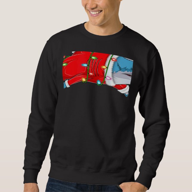 Sudadera Shark Fish  Christmas Lights Santa Merry Sharkmas  (Anverso)