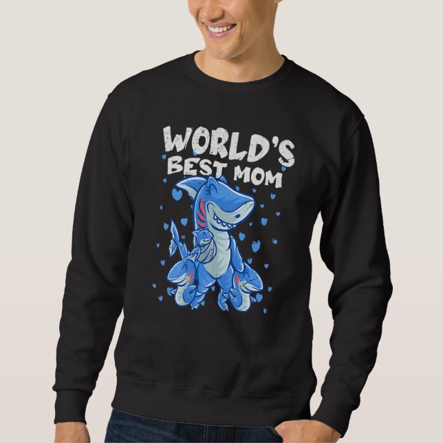 Sudadera Shark Mom Worlds Best Mom Mama Family Sharks Mothe (Anverso)