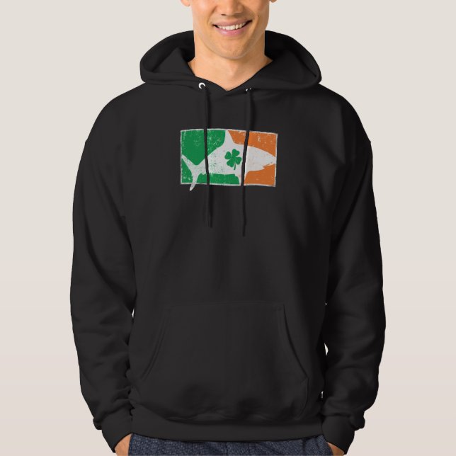 Sudadera Shark St Patrick's Day Irish Flag C Distressed (Anverso)