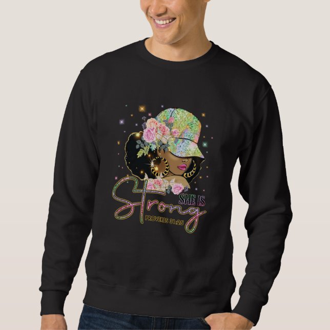 Sudadera She Is Strong Proverbs 3125 Afro Girl Black Histor (Anverso)