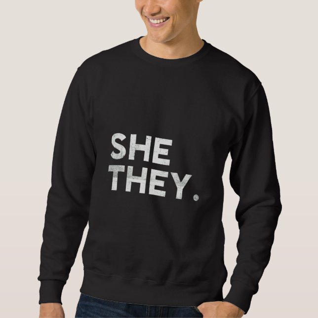 Sudadera She They LGBTQIA Trans Pride Flag Pronouns (Anverso)