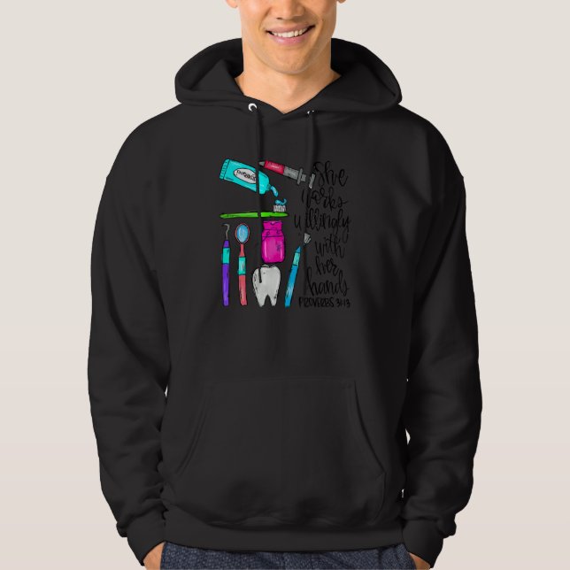 Sudadera She Works Willingly With Her Hands  Dental Christm (Anverso)
