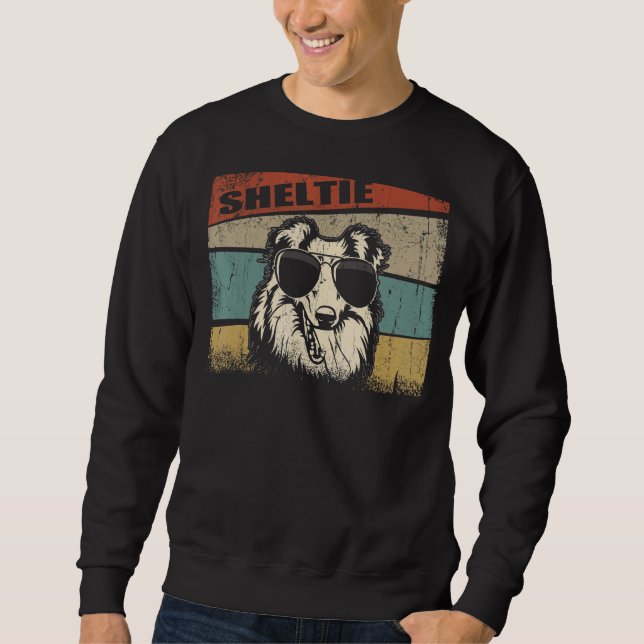 Sudadera Sheltie Dog Guay Estilo retro simple (Anverso)