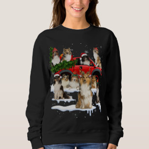 Sudadera Sheltie Perro Rojo Camión Árbol de Navidad Santa U