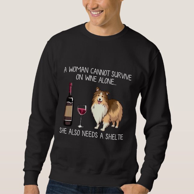 Sudadera Sheltie Y Perro De Vino (Anverso)