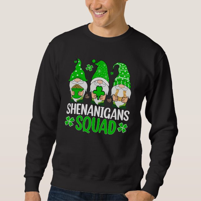 Sudadera Shenanigans Squad Gnomes Shamrock Happy St Patrick (Anverso)