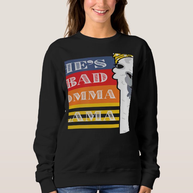 Sudadera She's a Bad Momma Llama For Women  Animal  Retro 2 (Anverso)