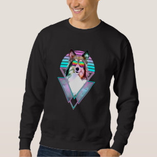 Sudadera Shetland Sheepdog Dog Vintage Retro Vaporwave Beac
