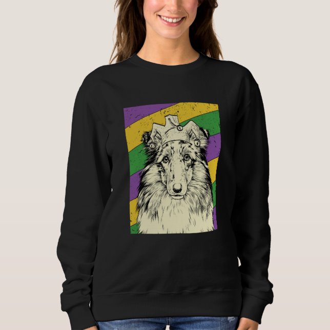 Sudadera Shetland Sheepdog Jester Mardi Gras Dog Mom or Dad (Anverso)