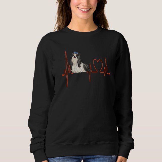 Sudadera Shi Tzu D Dog Heartbeat EKG Funny Dogs Lovers Men  (Anverso)