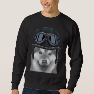 Sudadera Shiba Inu con casco de motocicleta vintage