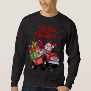 Sudadera Shiba Inu Con Santa Claus En Camión Rojo