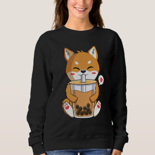 Sudadera Shiba Inu Perro bebiendo té de burbuja Boba