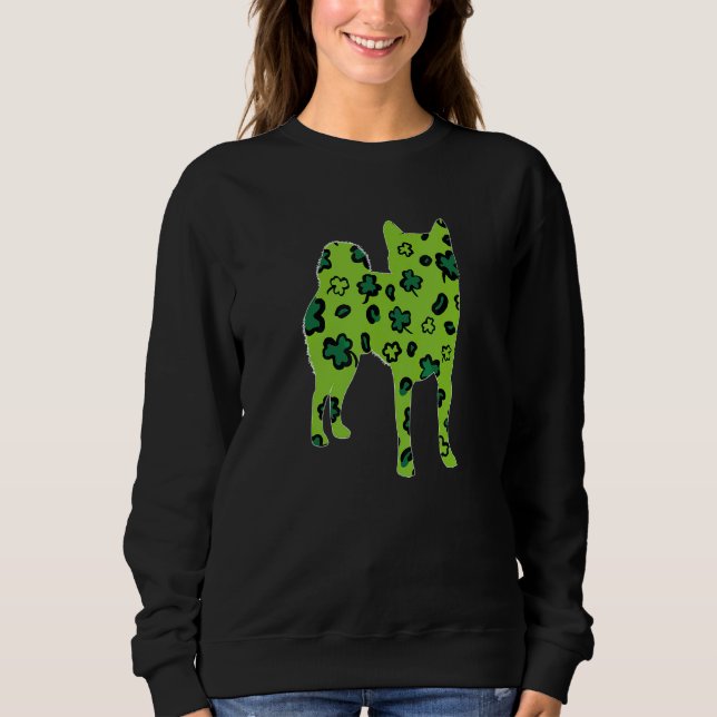 Sudadera Shiba Inu Perro St Patrick S Day Leopardo verde Sh (Anverso)