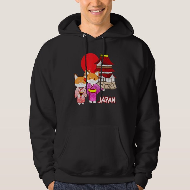 Sudadera Shiba Inu Uni Templo de Perro Castillo de Kimono B (Anverso)
