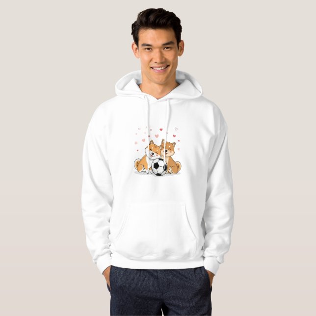 Sudadera Shiba Inu with soccer ball for Valentine's Day (Anverso completo)