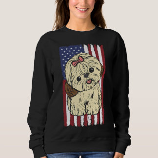 Sudadera Shih Tzu Bandera Estadounidense Patriótica 4 De Ju
