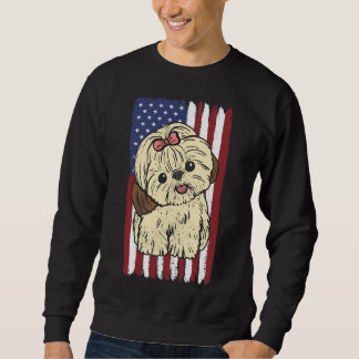 Sudadera Shih Tzu Bandera Estadounidense Patriótica 4 De Ju