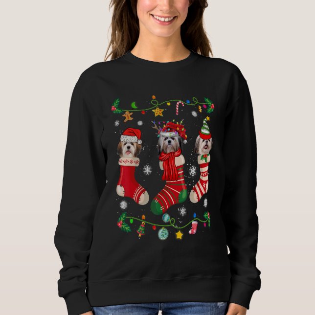 Sudadera Shih Tzu Christmas Socks Xmas Dog   (Anverso)