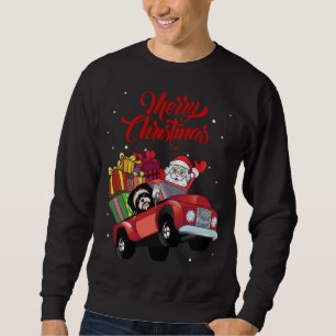 Sudadera Shih Tzu Con Papá Noel En El Camión Rojo