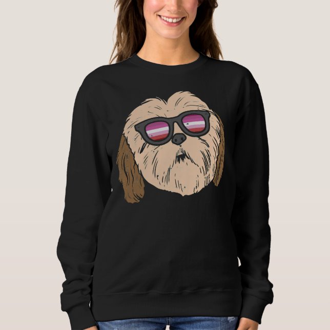 Sudadera Shih Tzu Dog Lgbt Bandera Lesbiana Gay Hih Tzu Per (Anverso)