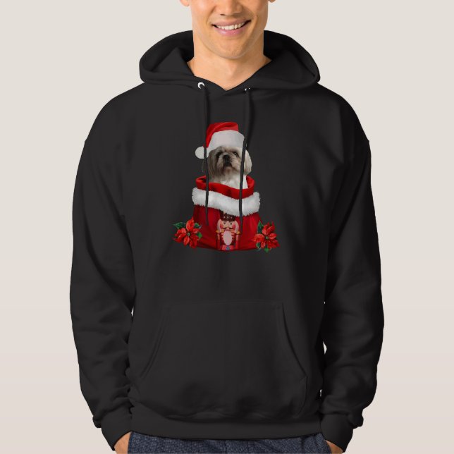 Sudadera Shih Tzu Dog Santa Claus Poinsetta Nutcracker Bag (Anverso)