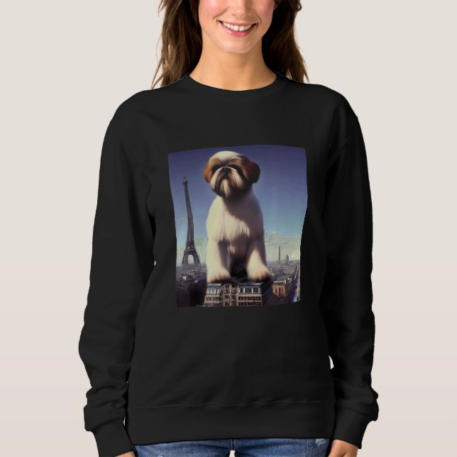 Sudadera Shih Tzu  Eiffel Tower France Paris  Men Women Dog (Anverso)