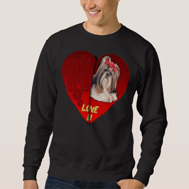 Sudadera Shih Tzu Gran Corazón Rojo (Anverso)