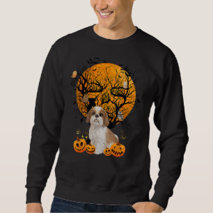 Sudadera Shih Tzu Halloween Costume Moon Skull Tree Owl Men