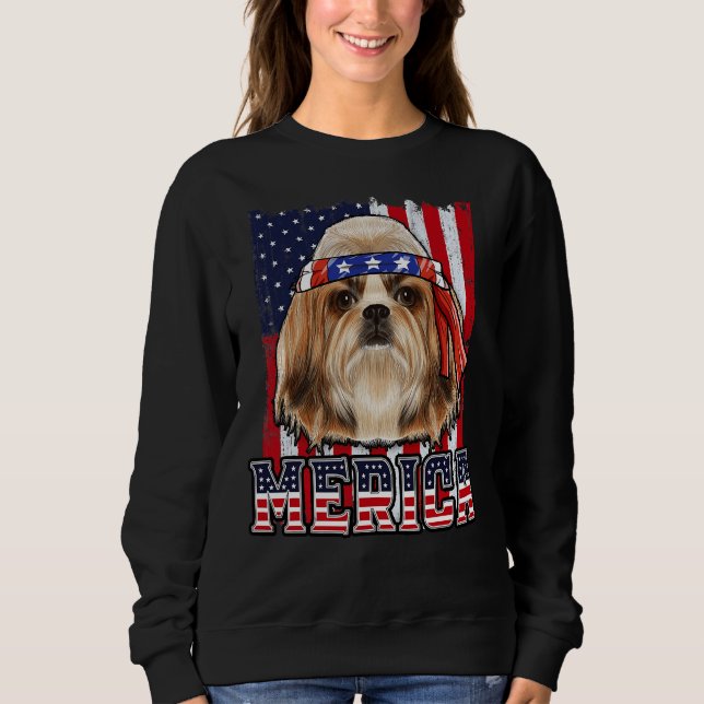 Sudadera Shih Tzu Merica 4 De Julio Perro (Anverso)