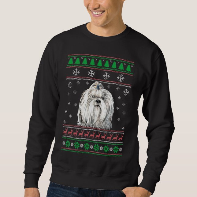 Sudadera Shih Tzu Perro Amante de Navidades feos y dulce Na (Anverso)