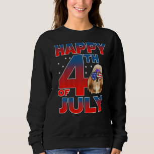 Sudadera Shih Tzu Perro Bandera Estadounidense Glass Feliz 