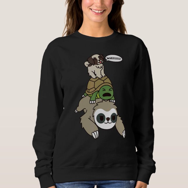 Sudadera Shih Tzu Riding Sloth Tortoise Dog (Anverso)