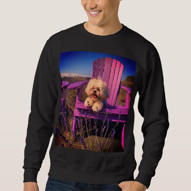 Sudadera Shih Tzu Smiling in Field of Flowers (Dog Days) (Anverso)