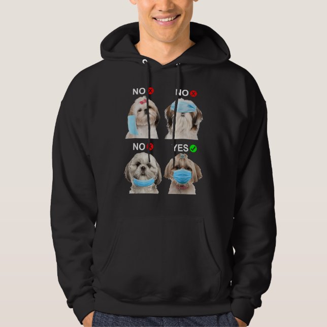 Sudadera Shih Tzu Usa Máscara De Cara Perro Derecho Para Ho (Anverso)
