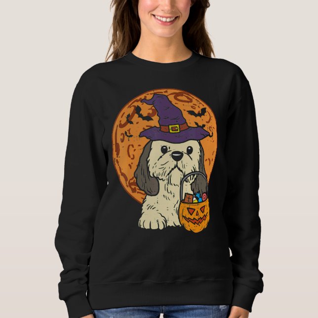 Sudadera Shih Tzu Witch Moon Jack O Lantern Halloween (Anverso)