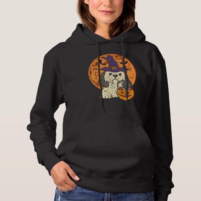 Sudadera Shih Tzu Witch Moon Jack O Lantern Halloween (Anverso)
