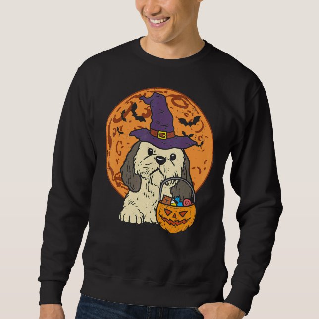 Sudadera Shih Tzu Witch Moon Jack O Lantern Halloween (Anverso)