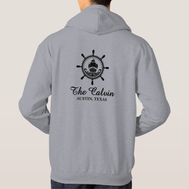 Sudadera Ships Wheel Boat Name (Reverso)