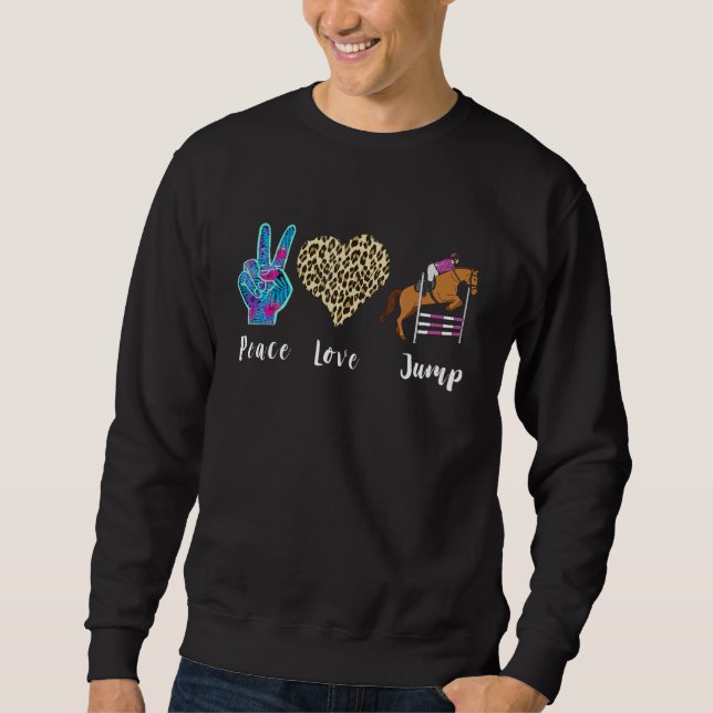 Sudadera Show Jumping Leopard Love Peace Horseback Riding H (Anverso)