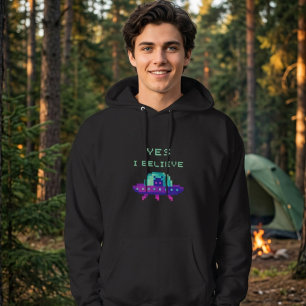 Sudadera Sí, creo en el arte de píxeles de la nave espacial