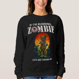 Sudadera Si estoy corriendo gatos zombie me están persiguie