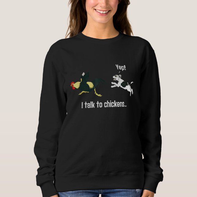 Sudadera Sí, Hablo Con Pollos Perro De Granja De Cachorro D (Anverso)