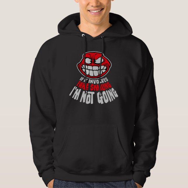 Sudadera Si implica sonreír fingidamente, no voy Introverti (Anverso)