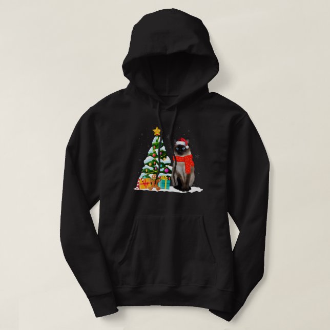 Sudadera Siamese Cat Santa Hat Xmas Ugly Christmas (Diseño del anverso)