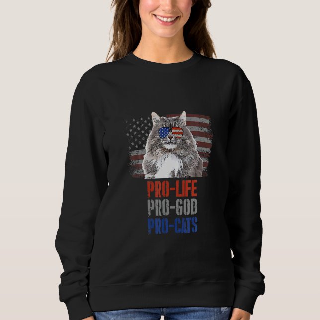 Sudadera Siberian Cat Pro Life Pro God Pro Cats American Fl (Anverso)