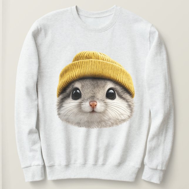 Sudadera Siberian Flying Squirrel Wearing Beanie  Retro 90s (Anverso del diseño)