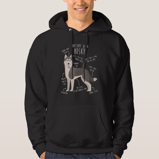 Sudadera Siberian Husky Dog Anatomy  Grey Gray Pet Mom Cute (Anverso)