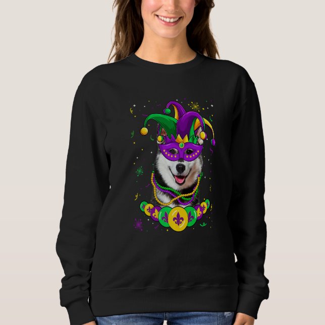Sudadera Siberian Husky Dog Lover Mardi Gras Carnival Mask  (Anverso)