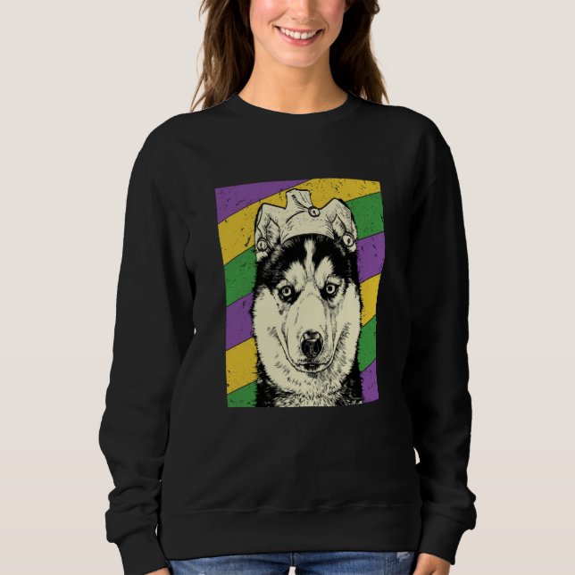 Sudadera Siberian Husky Jester Mardi Gras Dog Mom or Dad (Anverso)